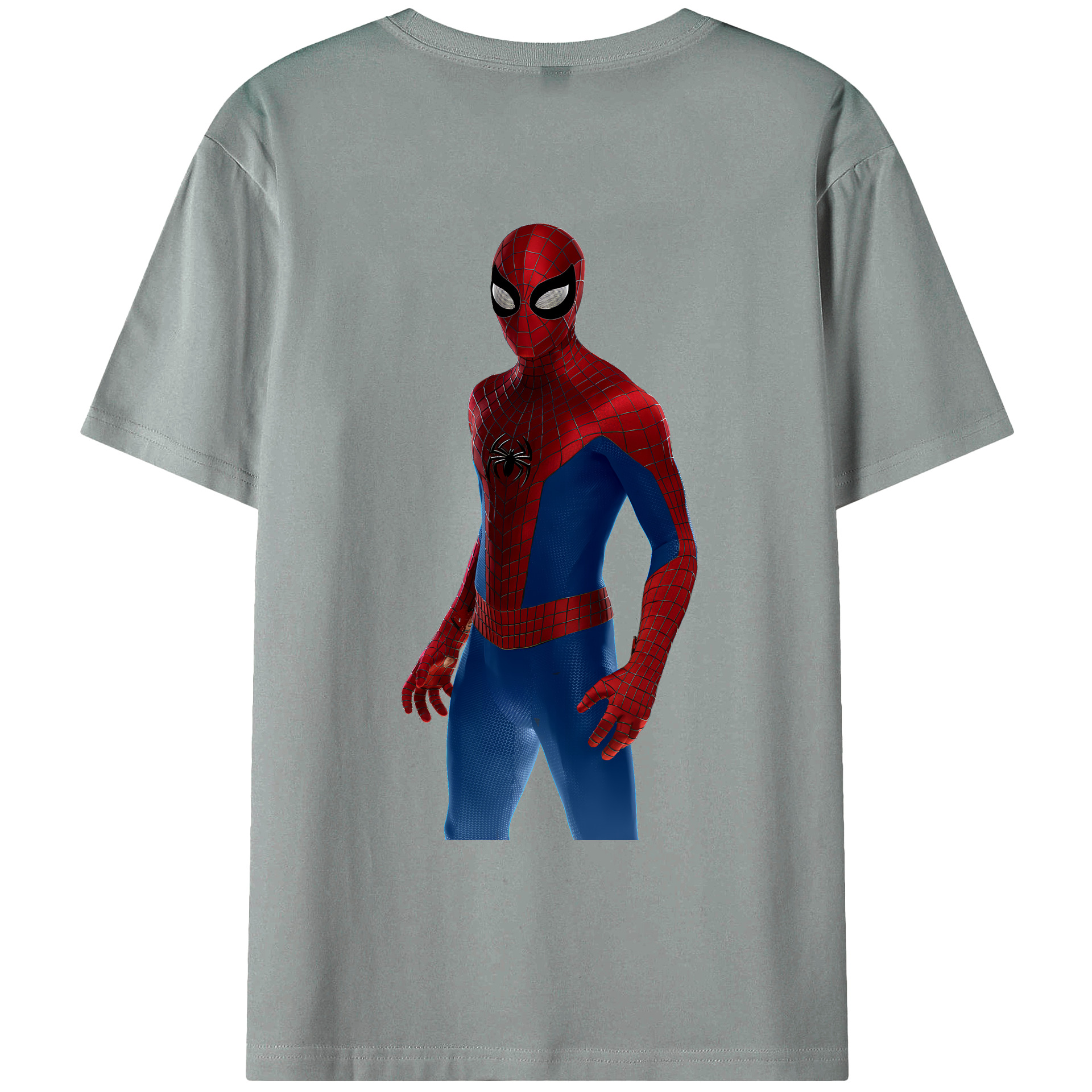 （画像用） Spider Man スパイダーマン 綿100％ メンズ半袖Tシャツ（バックプリント） 通気性